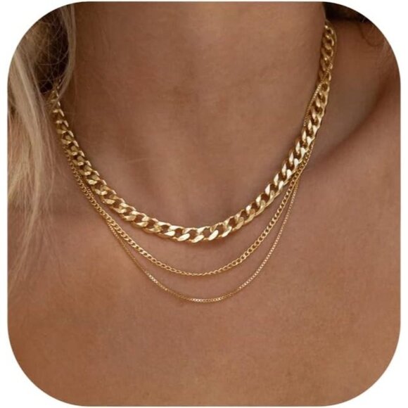 Jewelry - Freekiss Herringbone Gold Bras Necklace for Women,14k Gold Plated Snake Necklace